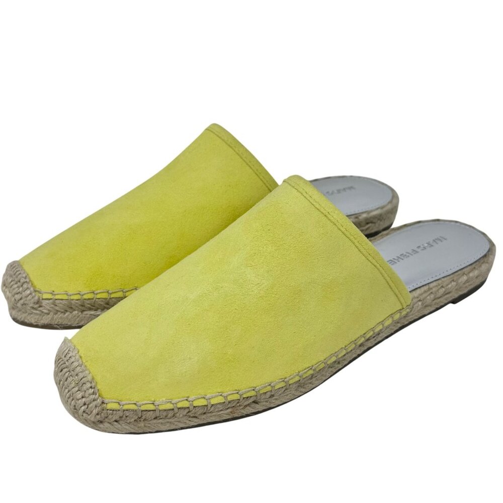 Marc Fisher Lemon Yellow Leather Suede Espadrille‎ Mule Slides Womens 8M NIB